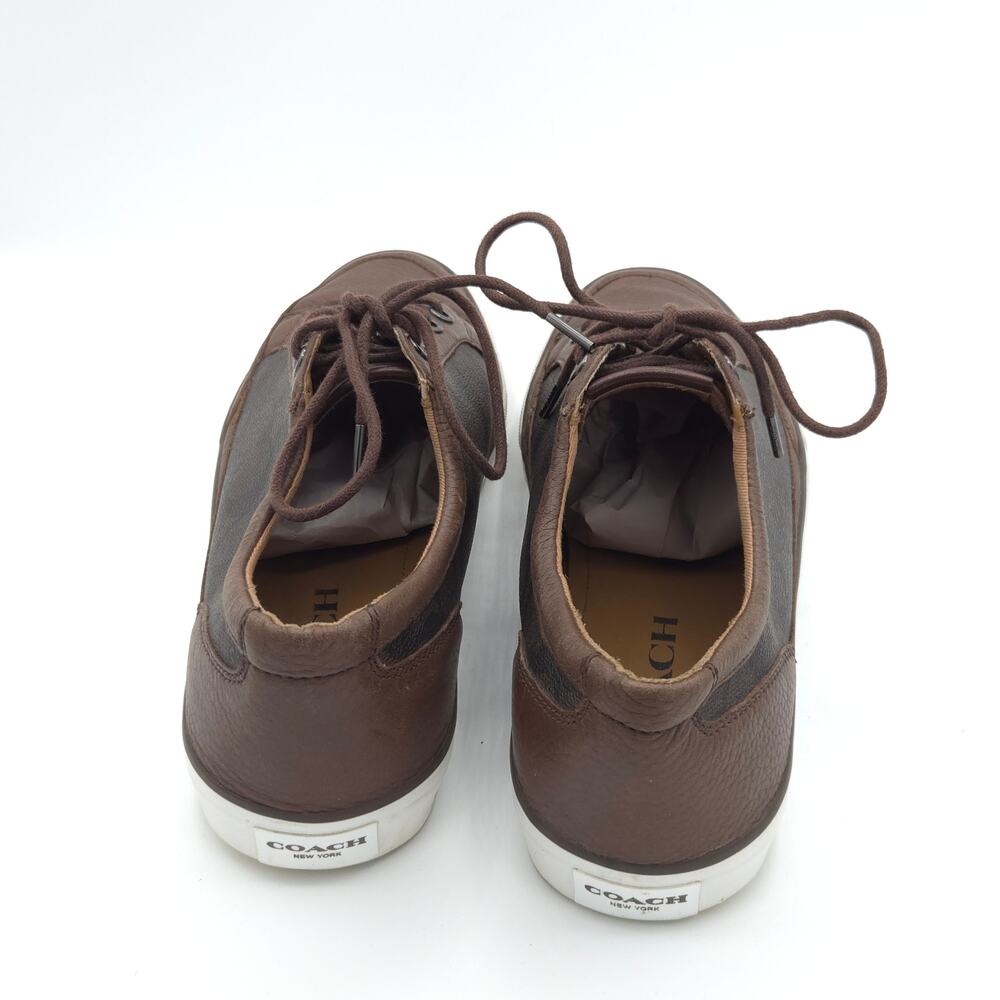 Coach Porter Men's Size 9 Low Top Brown Leather Sneakers - Picture 6 of 9